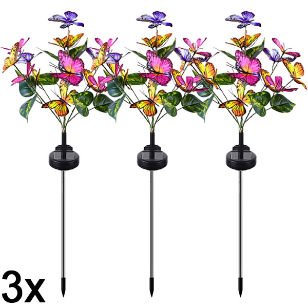 3x Luces solares para exterior con forma de mariposas | FLUTIX