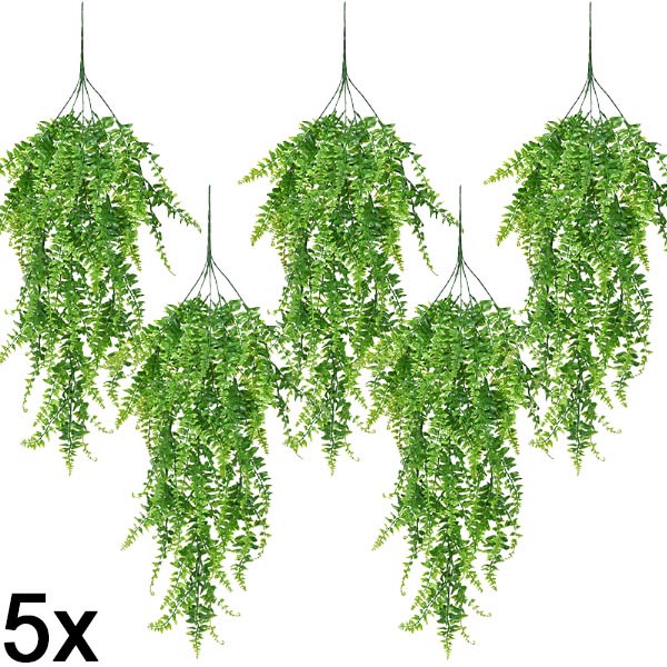 5x Helecho colgante artificial (80 cm) | FERNY